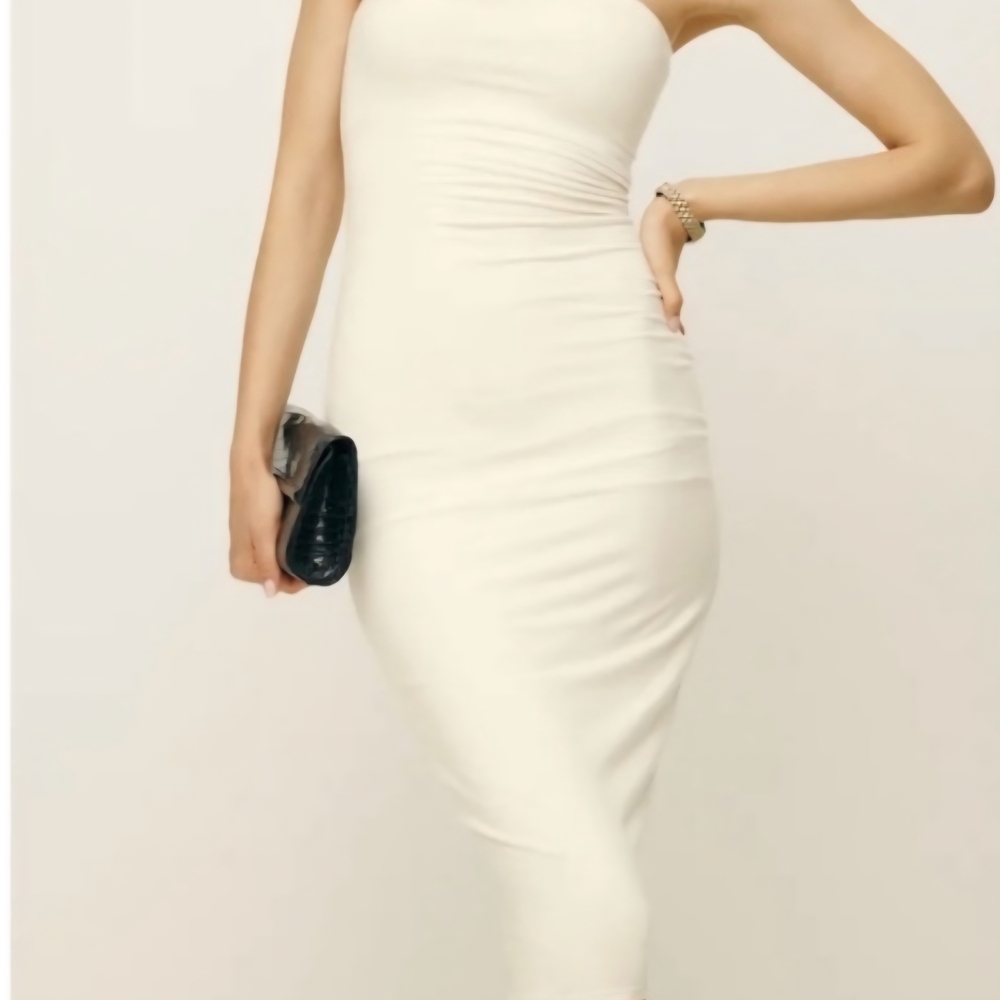 Reformation Strapless Cream Dress